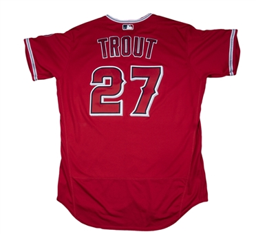 2018 Mike Trout Game Used Los Angeles Angels Red Alternate Jersey Photo Matched To 7 Games & 1 Home Run (MLB Authenticated, Anderson Authentics & Sports Investors Authentication)
